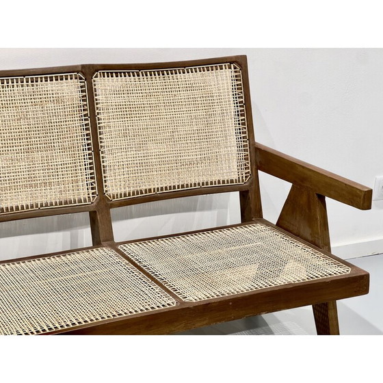 Image 1 of Chandigarh Vintage 3-seater sofa in teak and wickerwork