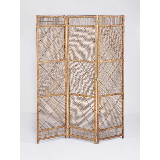 Image 1 of Vintage three-panel rattan room divider, 1960s