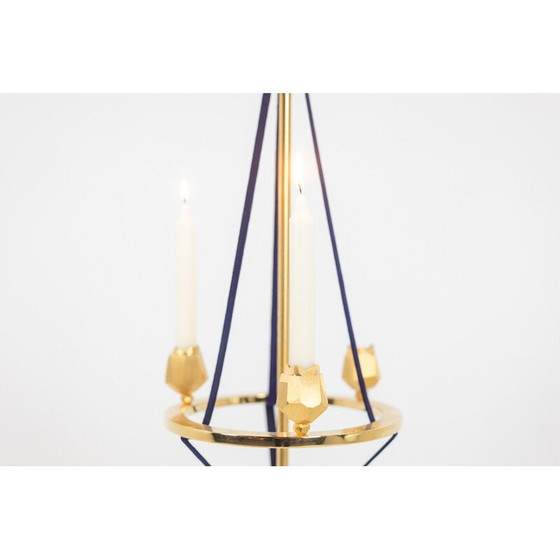 Image 1 of Vintage candlestick “La Pérouse II” in gilded brass and velvet, France