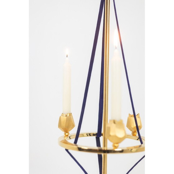 Image 1 of Vintage candlestick “La Pérouse II” in gilded brass and velvet, France