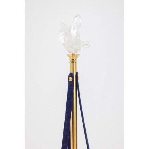 Vintage candlestick “La Pérouse II” in gilded brass and velvet, France