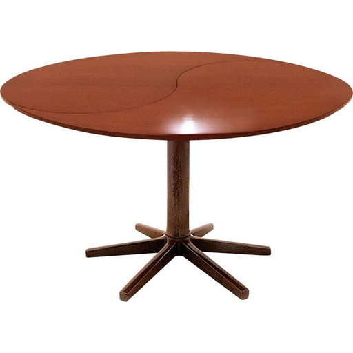 Danish mid century Yin-Yang teak extending dining table by Ole Gjerløv-Knudsen and Torben Lind