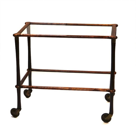 Image 1 of Midcentury trolley in wood and glass - 1950s