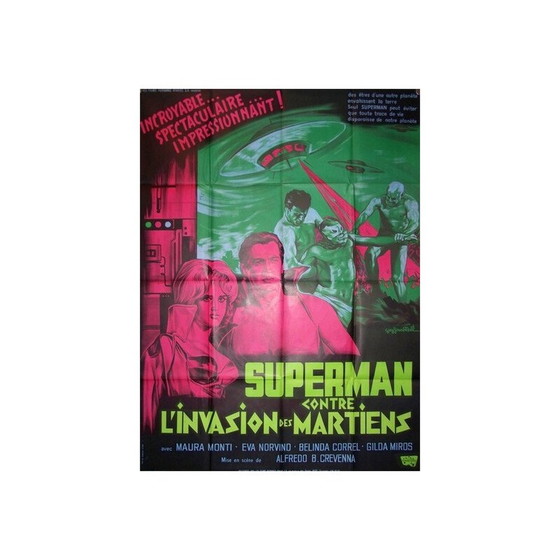 Image 1 of Vintage movie poster "superman against the martian invasion" by Alfredo b.Crevenna - 1965
