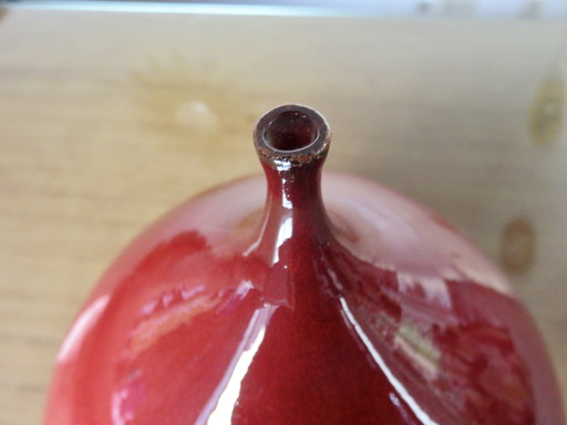 Large Red Ceramic Fig Vase, 1950-1960