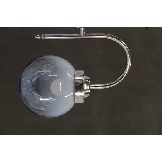 Image 1 of Lampadario vintage in acciaio cromato e vetro di Murano, Italia 1960