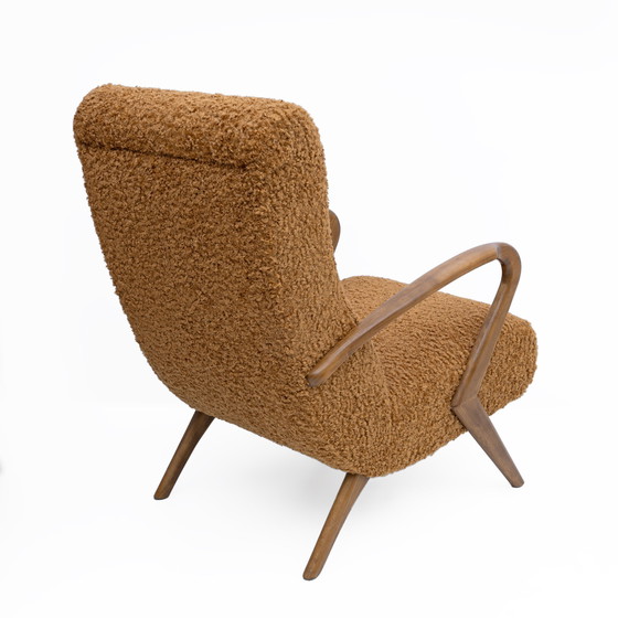 Image 1 of Attribute To Paolo Buffa Mid-Century Modern Italian Bouclè Armchairs, Pair