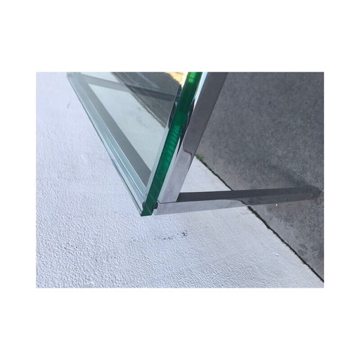 Pair of vintage steel and glass coffee tables by Florence Knoll, 1970s