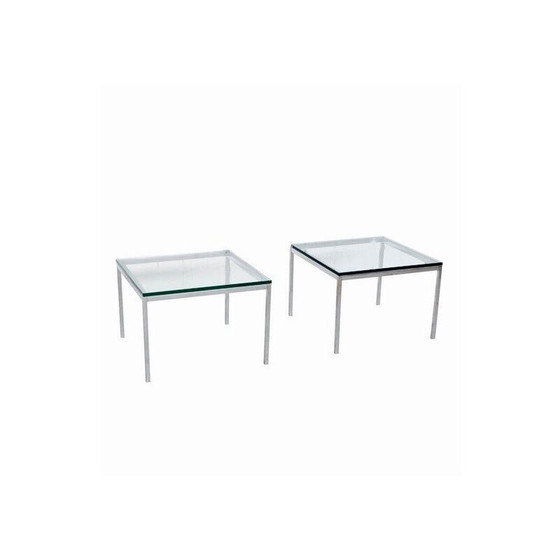 Image 1 of Pair of vintage steel and glass coffee tables by Florence Knoll, 1970s