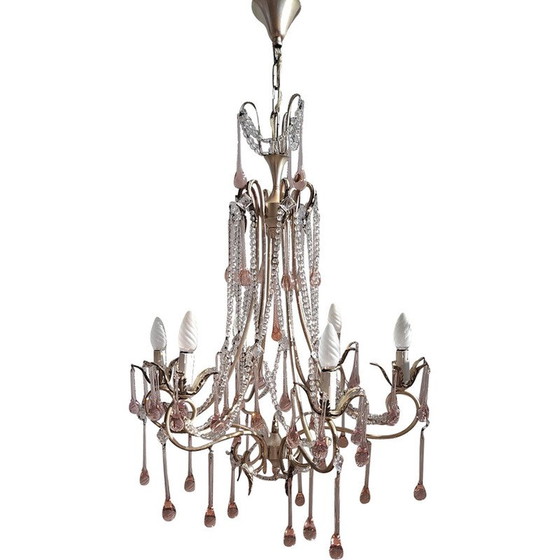 Image 1 of Vintage Murano glass chandelier, Italy 1940s