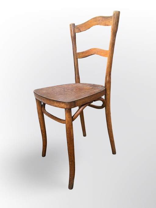 Preciosa silla Jugendstil / Art Nouveau (tipo silla bistro) con asiento estampado en el típico estilo Jugendstil. 