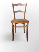 Belle chaise Art Nouveau (type chaise de bistrot) avec assise imprimée dans le style typique de l'Art Nouveau.