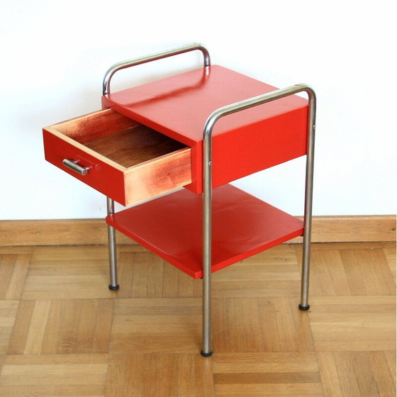 Image 1 of Vintage red functionalist Bauhaus side table