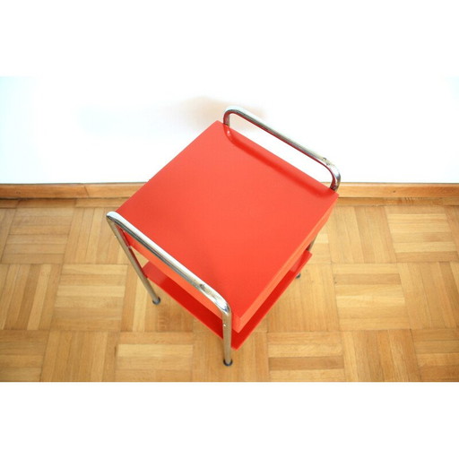 Vintage red functionalist Bauhaus side table