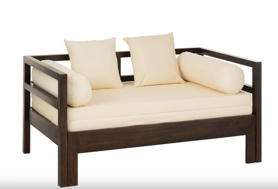 Image 1 of Sofa bed with mattress+4cushions mango wood dark brown