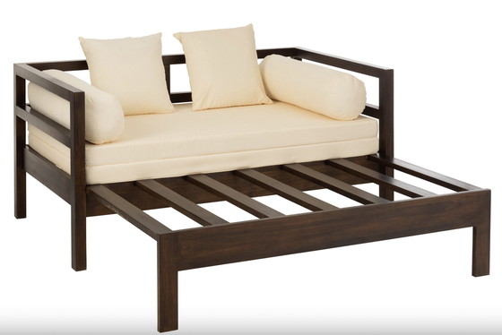 Image 1 of Sofa bed with mattress+4cushions mango wood dark brown