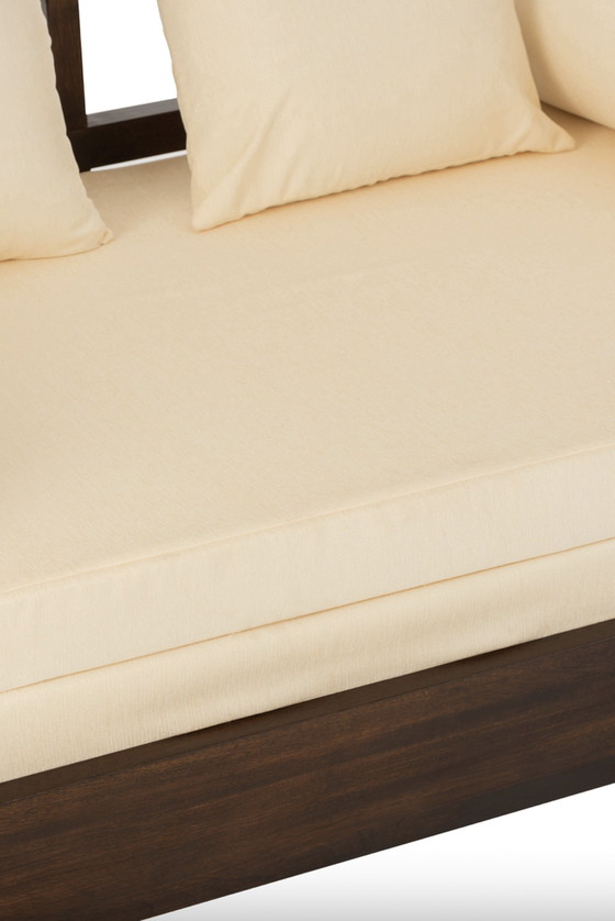 Image 1 of Sofa bed with mattress+4cushions mango wood dark brown