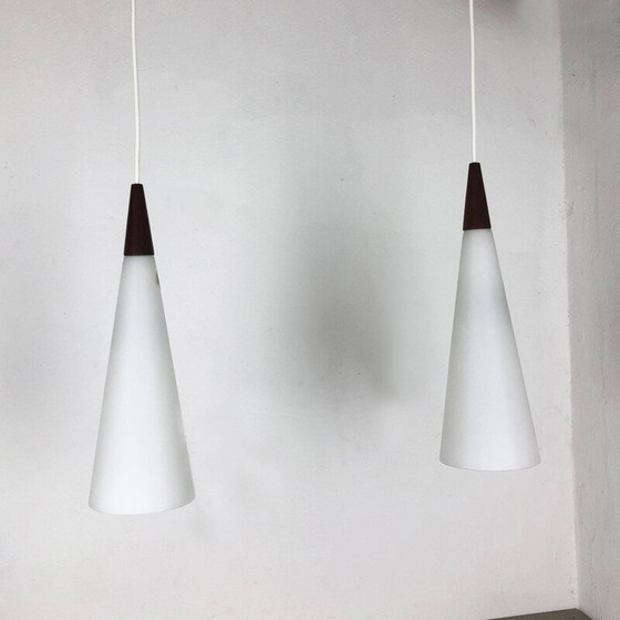 Image 1 of Pair of vintage Hanging Light Copper Jo Hammerborg Fog & Morup Denmark 1963s