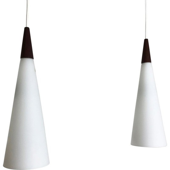 Image 1 of Pair of vintage Hanging Light Copper Jo Hammerborg Fog & Morup Denmark 1963s