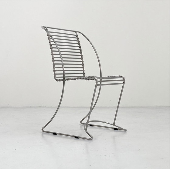 Image 1 of 5x Chaises de salle à manger vintage en métal chromé