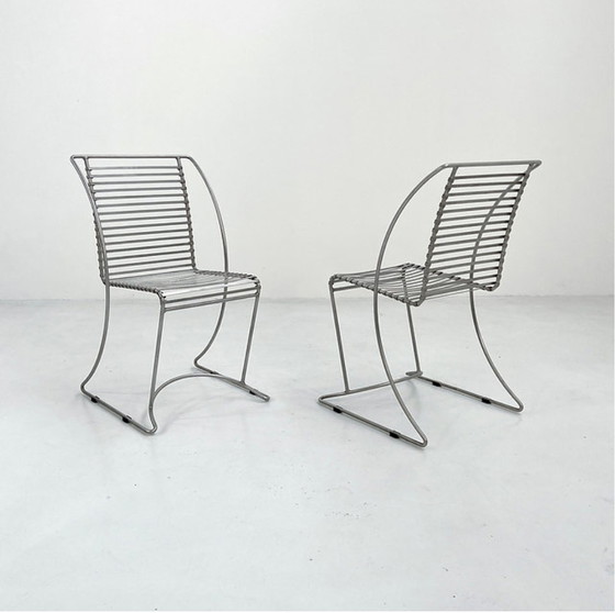 Image 1 of 5 sedie da pranzo vintage in metallo cromato