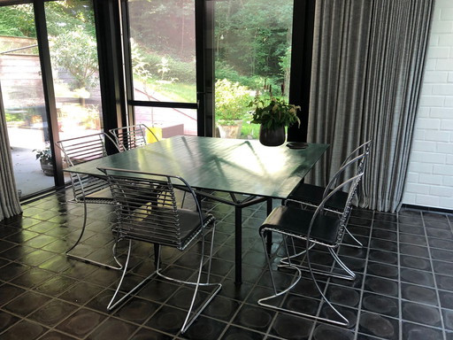 5x Vintage chromed metal dining chairs