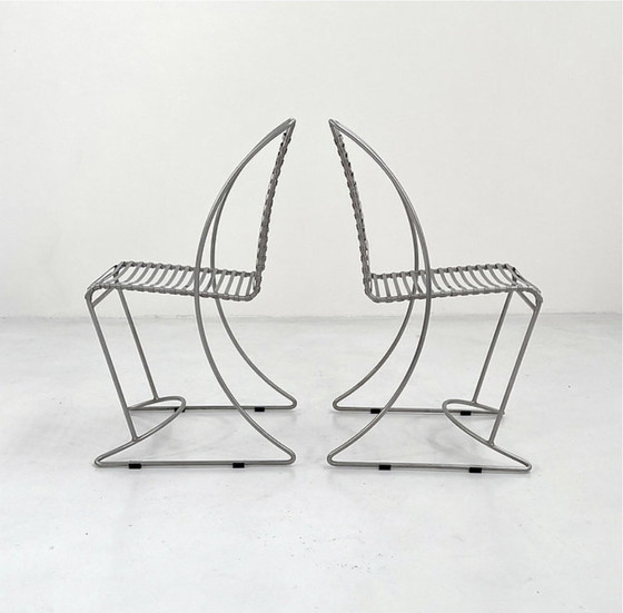 Image 1 of 5 sedie da pranzo vintage in metallo cromato