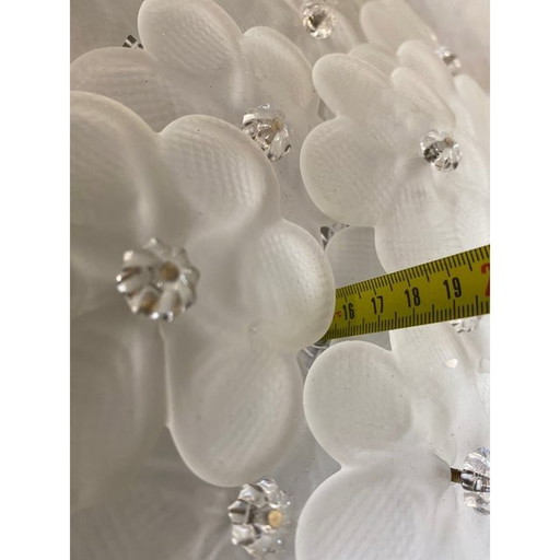 Contemporary Sanded-Flowers Murano Glass Flush Mount