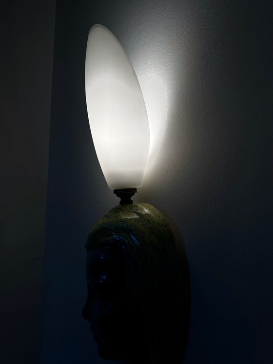 Image 1 of Lampada da parete vintage in ceramica con volto pop art 