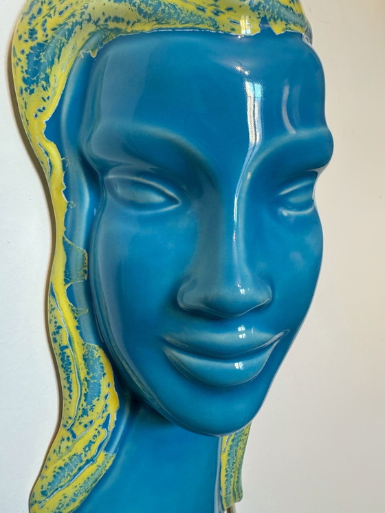 Image 1 of Lampada da parete vintage in ceramica con volto pop art 