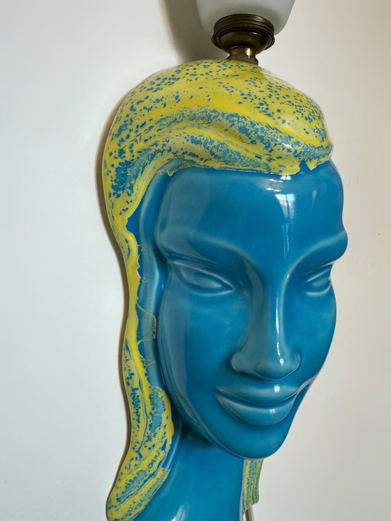 Image 1 of Lampada da parete vintage in ceramica con volto pop art 