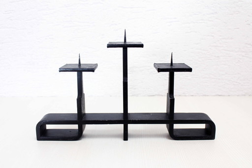 Modernist Cast Iron Candlestick 1970