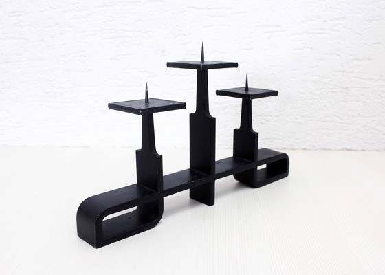 Image 1 of Modernist Cast Iron Candlestick 1970