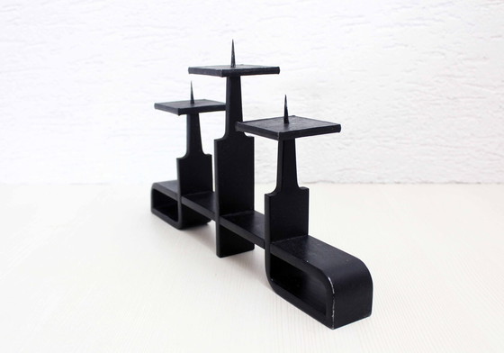 Image 1 of Modernist Cast Iron Candlestick 1970