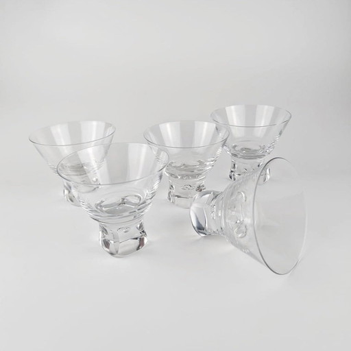 5x crystal glass dessert bowls Italy 70s Sergio Asti Bubble