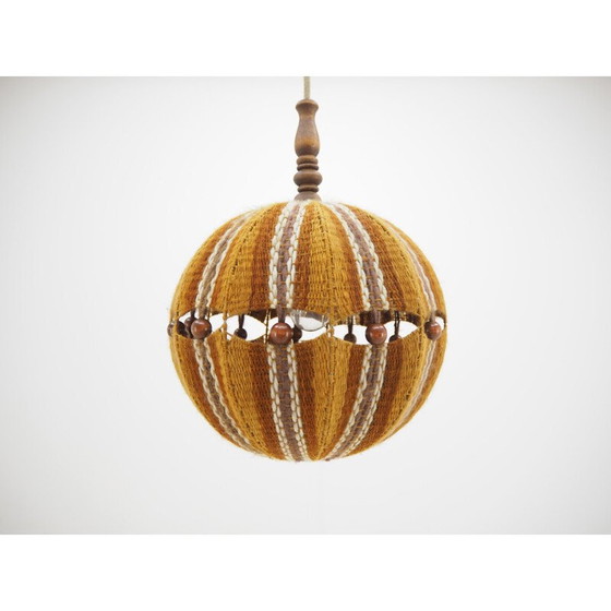 Image 1 of Vintage wood and fabric chandelier, Czechoslovakia 1960