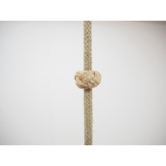 Image 1 of Vintage wood and fabric chandelier, Czechoslovakia 1960