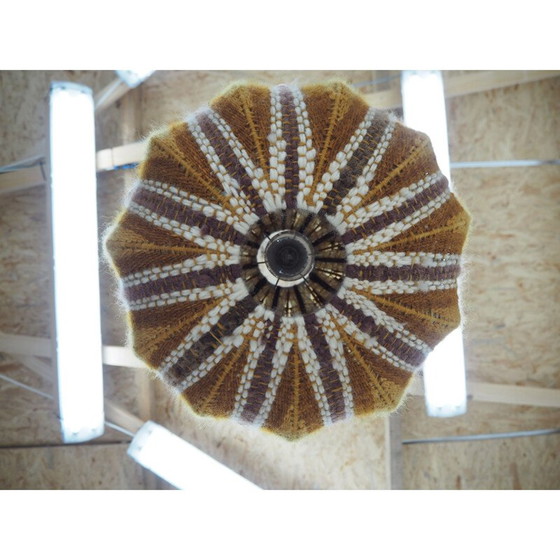 Image 1 of Vintage wood and fabric chandelier, Czechoslovakia 1960