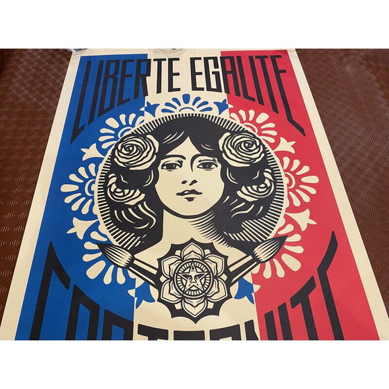 Image 1 of Vintage lithograph "Liberty Equality Fraternity" by Shepard Fairey, 2018