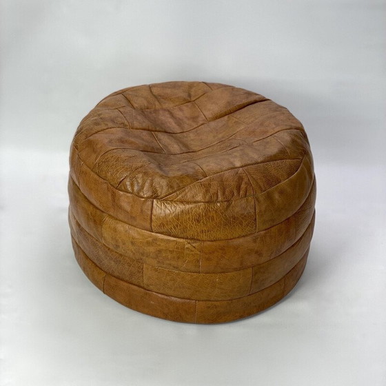 Image 1 of Vintage leather patchwork pouf for De Sede, 1970