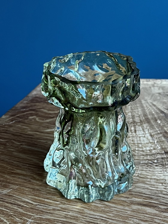 Image 1 of Ingridglass / Ingrid Light Green 'Bark' Vase '70