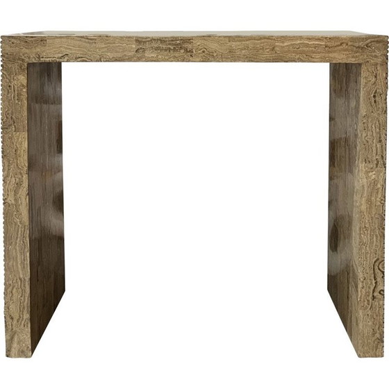 Image 1 of Vintage travertine veneer console, 1980