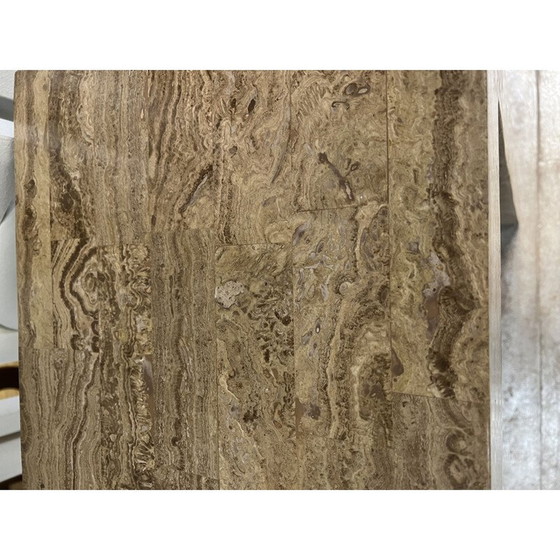 Image 1 of Vintage travertine veneer console, 1980