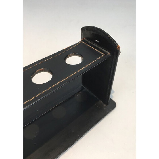 Image 1 of Vintage Black Leather Pipes Holder 1950