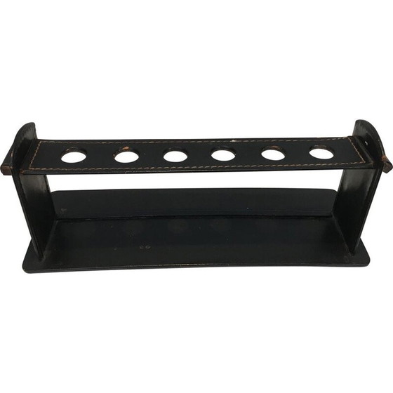 Image 1 of Vintage Black Leather Pipes Holder 1950