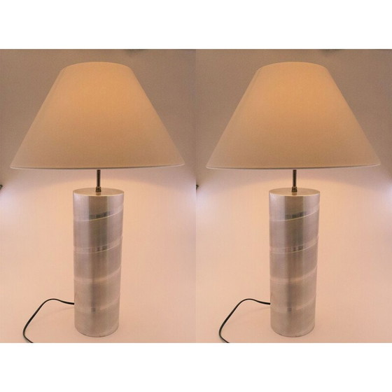 Image 1 of Pair of vintage aluminum tube lamps, 1970s