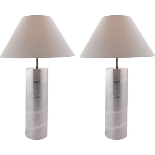 Pair of vintage aluminum tube lamps, 1970s