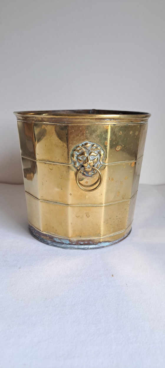 Image 1 of Copper Brass Plant Pots Lion's Head