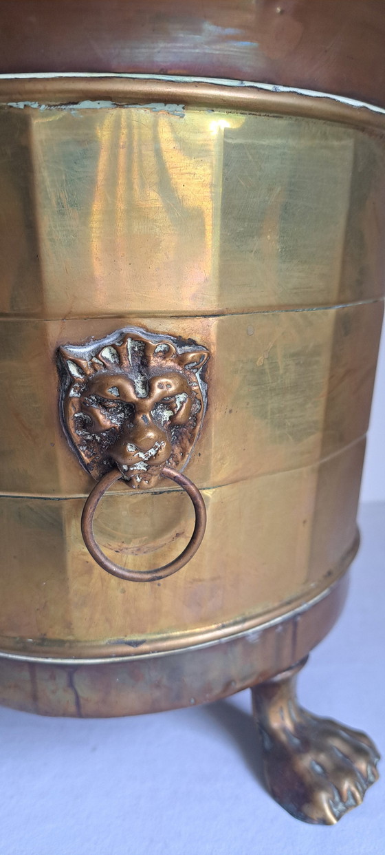 Image 1 of Copper Brass Plant Pots Lion's Head