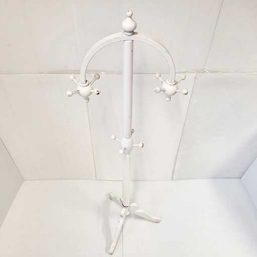 Vintage white lacquer coat rack, 1950